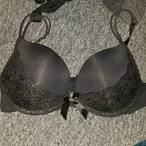 Black push up bra woth lace metallics XOXO